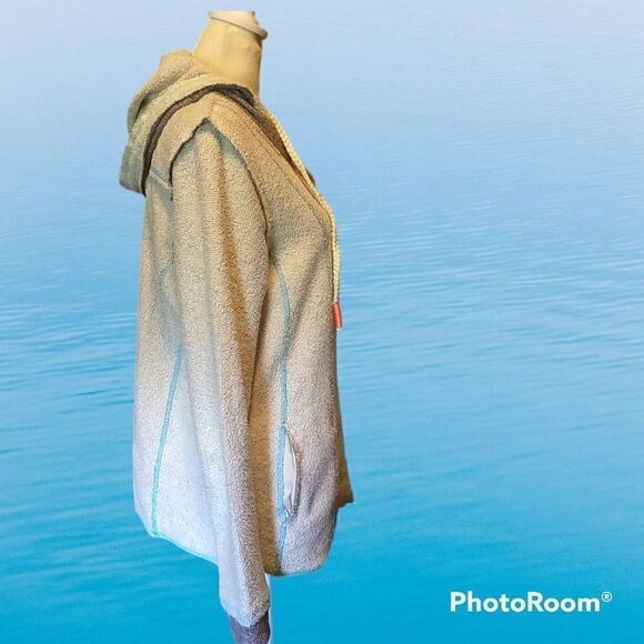 Baja Hoodie Womens Size XS Light Blue Striped Spring made by Fresh Produce - Picture 2 of 7